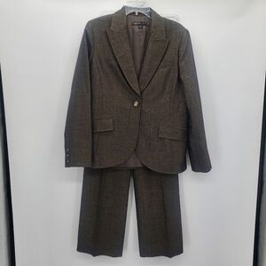 Lafayette 148 New York brown metallic virgin wool 2 pc suit size women's 8/10